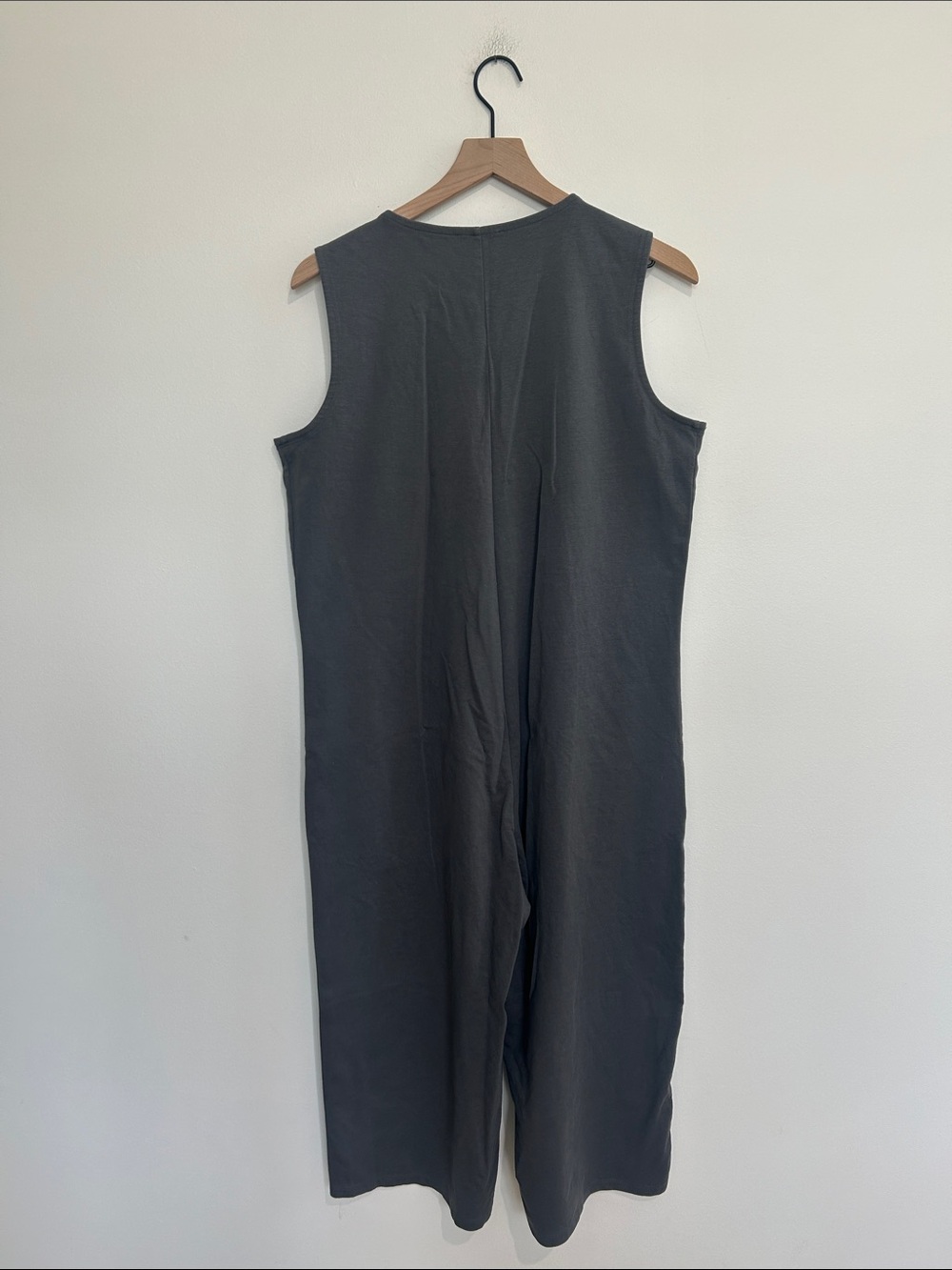EILEEN FISHER Organic Cotton Sleeveless Cropped Gray Ponte Jumpsuit Size Medium - Picture 4 of 10